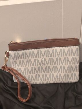 Marco Beige & Brown Signature Wristlet Clutch